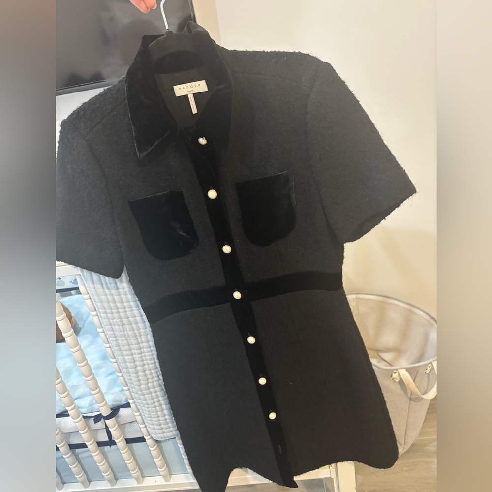 Sandro Mini Tweed Shirt Dress - Picture 4 of 6